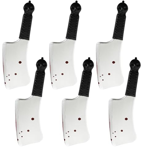 Paquete de 6 cuchillos de carnicero de 14 pulgadas – Arma de carnicero falsa – Cuchillo de carnicero de plástico para Halloween, película de terror, casa embrujada, zombi, asesino, psicópata, cosplay