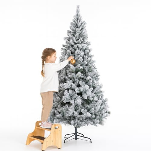 BAKAJI Albero di Natale Innevato Bianco, Foltissimo 550 Rami a Innesto, Decorazione Natalizia Molto Folta, Punte Bianche e Base a Croce, Addobbo Natalizio Molto Pieno (Innevato Winter Palace, 150 cm)