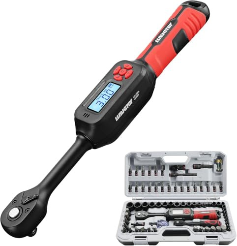 LLAVETOR 3/8 Digitaler Drehmomentschlüssel Satz 3–60 Nm ±2%, 68-teiliges Kurzgriff-Fahrrad-Werkzeugset mit Nüssen & Adaptern für Rennrad, Mountainbike (MTB) und E-Bike Wartung