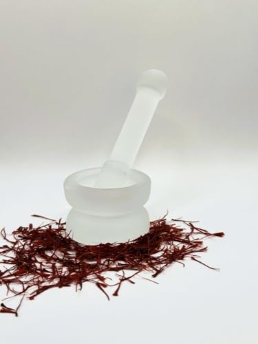 Crystal Mortar and Pestle Set – Premium Frosted Glass Grinder for Saffron, Spices & Herbal Blends – Luxury Culinary Tool for Fine Grinding & Gourmet Kitchens