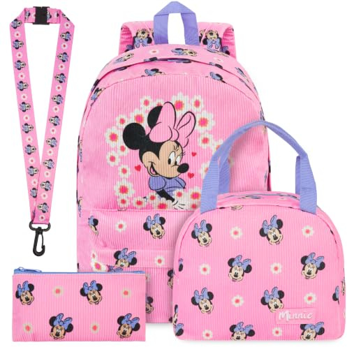Get Trend Disney Minnie Mouse Girls Corduroy Backpack 4 Piece Set