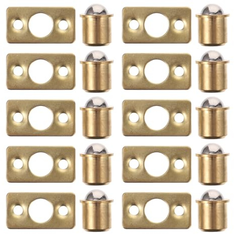 Alipis Lot de 10 Loquets à Bille en Cuivre Massif 95 MM Carte Loquet à Ressort pour Porte de Meuble Accessoires Antirouille pour Fermeture Douce et Sécurisée D’Armoires et Portes