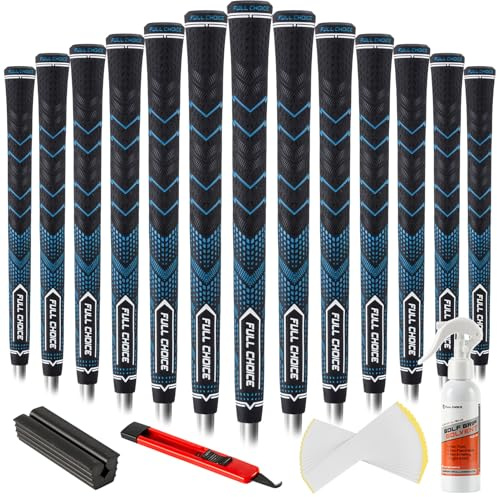 Full Choice Gummigolfgriffe 13er Set – Optimierte Traktion, Rutschfest, Innov. Textur – Wählbar: 13 Griffe oder inkl. Grifffolien-Set – Standard/Mittel/Jumbo-Größe – 4 Farben – RG01