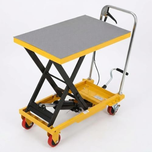 Aptliton Hydraulic Scissor Lift Table Cart, 70cm High Lift Single Scissor Mobile Platform Truck, 330lbs Heavy Duty Workshop Trolley Jack with Foot Pump