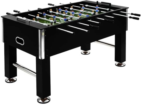 Generico Tavolo Calcio Balilla in Acciaio 60 kg 140x74,5x87,5 cm Nero,Tavoli da biliardino