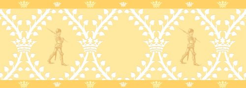 Gräflich Münster'sche Manufaktur 3er Set GMM - Selbstklebende Kinderzimmer Tapeten Borte, Bordüre Klassische Kinder Tapetenborte mit Ritter in gelb, 3x5m
