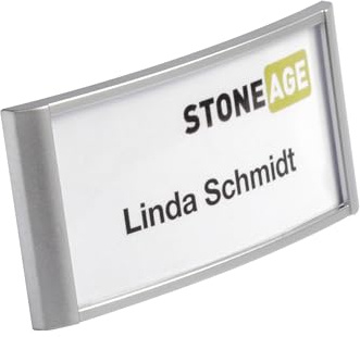 Durable Classic Namnskylt med Magnet, 34x74 mm, 10 stycken, silver, 854223 | Aluminiumram med reptålig yta, för hotell och butik, insticksskyltar byts enkelt ut, robust material, Made in Germany