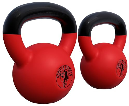 GORILLA SPORTS® Kettlebell 2–32 kg aus Gusseisen, Neopren, Set oder einzeln
