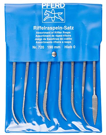 PFERD TOOLS Nadelraspel-Set, 6-teilig | Raspelhieb 2, 140mm | 12799020 – für mittlere und feine Raspelarbeiten an Holz und Kunststoff, in Kunststofftasche