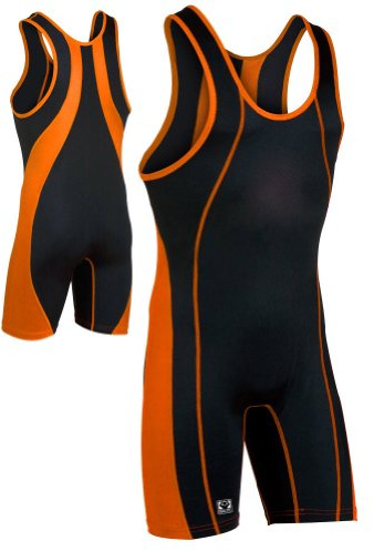 Brute Maverick Wrestling Singlet - SIZE: X-Large, COLOR: Black/Orange [Apparel]