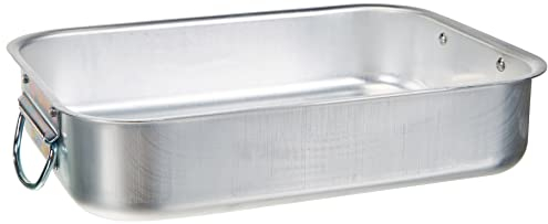 Pentole Agnelli FAMA5026 Rostiera Rettangolare ad Angoli Tondi, Alluminio, Argento, 26 x 20 x 6 cm