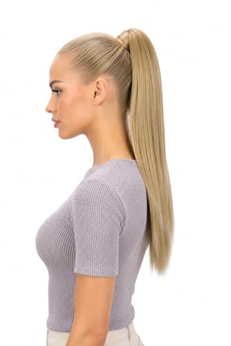 CAISHA 50cm Hårstycke Fläta Hästsvans Hårförlängning Rak Blond H70