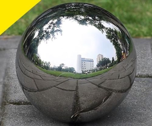 Zen Man Garden inspiration garden balls made of stainless steel.