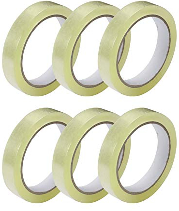 GTSE - Ruban adhésif transparent - 24 mm x 66 m - emballage de cadeaux, maison, école, bureau - Lot de 6 rouleaux