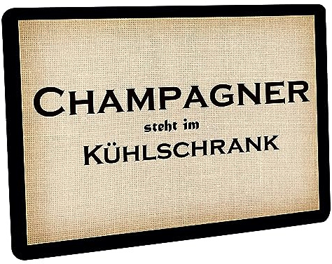 CreaLuxe Fussmatte - Champagner Steht im Kühlschrank - 60x40cm Bedruckt, Fußabtreter, Fußabstreifer für die Haustür, Fußmatte rutschfest