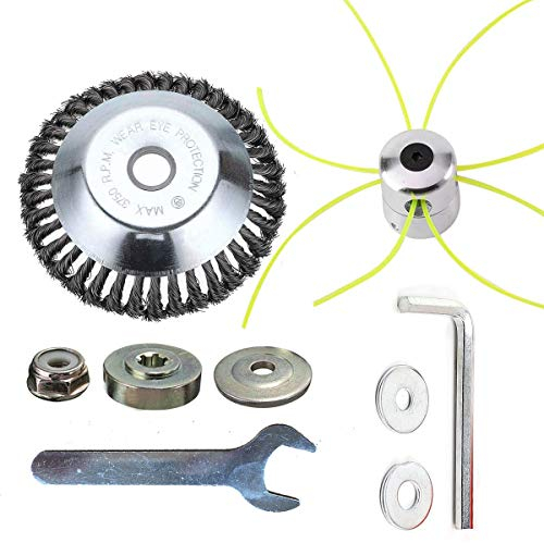 Kagni Testina Decespugliatore Universale - 8 Filo di Acciaio Disco Spazzola Fresa per Decespugliatore e Testa Decespugliatore Alluminio, Comprendono l'installazione di Accessori e Strumenti