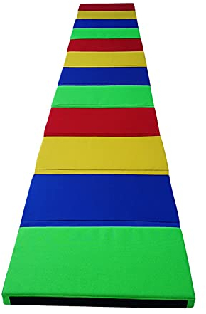 Turnmatte Weichbodenmatte Faltende Gymnastik-Taumelmatte, 12 Bunte Kinder Bounce-Trainingsmatten, 260x50x5cm