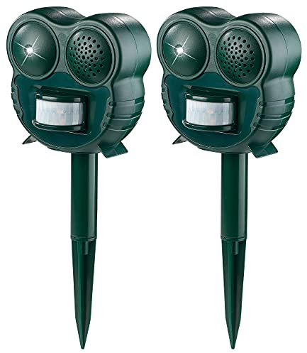 Royal Gardineer Vogelschreck: 2er Ultraschall-Tierschreck mit LED-Leuchte und PIR-Bewegungsmelder (Elektronischer Katzenschreck, Ultraschall Katzenschreck, Lampe mit Bewegungs Melder)