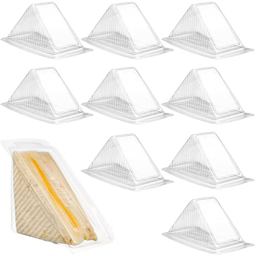 Angoily 50Pcs Clear Sandwich Packaging 15X3.3X3.1 Inch Triangle Slice Container for Bakery Dessert Storage and Portable Food Takeaway