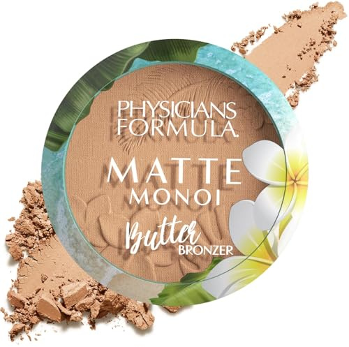 Physicians Formula, Matte Monoi Butter Powder Bronzer, Poudre Bronzante, Formule Mate Waterproof Enrichie en Beurre Nourrissant de Monoï et de Murumuru, pour Sculpter le Visage, Light Bronzer