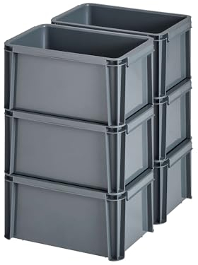 Sundis set di 6 contenitori MASTER BOX, 5L, Componibili e impilabili, Grigio antracite