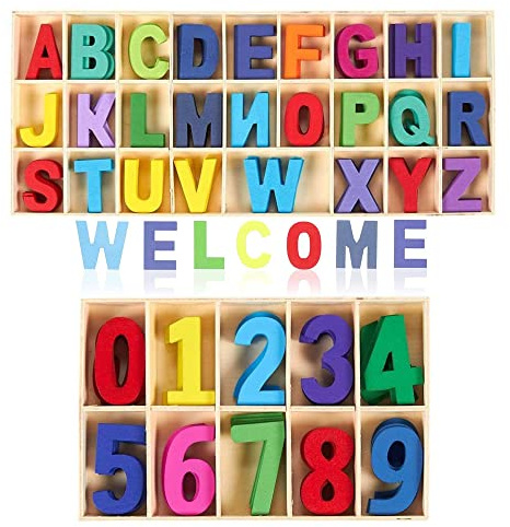 180 Stück Handwerk Holz Buchstaben, Holzbuchstaben Set, HolzNummern | Holz Alphabet Buchstaben, Alphabet Und Nummer Buchstaben, für Lernen Deko Ziehung Kunsthandwerk DIY