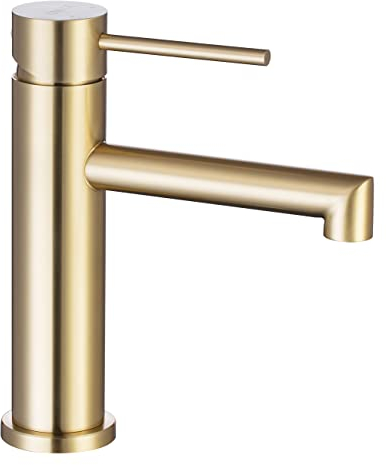 ONECE Waschtischarmatur Gold Wasserhahn fürs Badezimmer, Badarmatur Waschbecken Mischbatterie (Keramikartusche, Abnehmbar Bubbler, Warm- und kaltwasser), Waschbeckenarmatur für Familie
