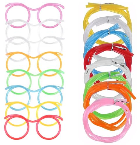 8PCS Dumme Strohgläser, wiederverwendbare Loop Trinkhalm Brillen, Neuheit Brillen Stroh für Kinder Party Jahrestreffen Partys Geburtstag (Brille)