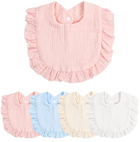 Xzeemo 4 Pcs Baberos de Bebé, Babero de Alimentación Con Double Capa, Baberos Bebe Algodón 100% Orgánico Absorbente, Baberos para Babear la Dentición para Niños y Niñas Bebé Recien Nacido 0-24 Meses