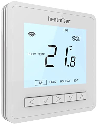 Heatmiser NeoAir V3 Smart Wireless Programmable Room Thermostat for Use with RF Switch UH8-RF NeoHub (Glacier White)