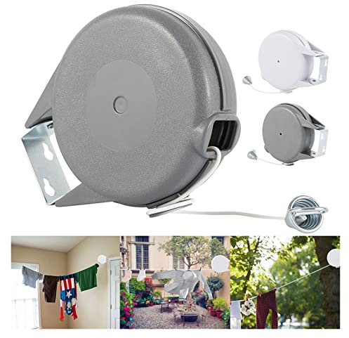 Wäscheständer/Wäschetrockner 12M einziehbare Kleidung Trocknung Rack Seil Wäscheleine Indoor Outdoor Wäscherei Kleiderbügel Tragbare Wäschetrockner Einstellbare Seilstring Clothes Drying Rack (Color