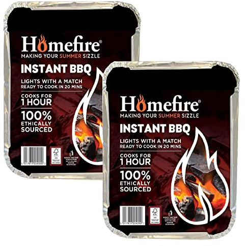 Disposable Portable BBQ Grill Tray - Pack of 2 Instant Light Charcoal Barbecues Grill Tray with Topline Card for Garden BBQs, Camping BBQ, Fishing or Picnic Set