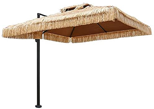 CLoxks Ombrellone,Ombrellone Parasole in Paglia a Doppio Tetto, Traspirante Isolante Termico Impermeabile Ombrellone con Tetto in Paglia da 250 CM, Ombrellone in Paglia di Rafia con Patio da Giardi