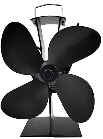 TsoLay Ventilatore per legna/bruciatore a legna/ventilatore per camino stufa a legna ventilatore per camino a 4 palette piccolo progettato nero TP2004-4