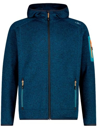 CMP - Knit-Tech herrjacka med fast huva, Bluesteel-Antracit, 56