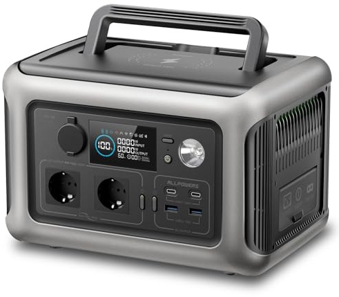 ALLPOWERS R600 Tragbare Powerstation, Solargenerator 299Wh LiFePO4 Batterie mit 2x 600W (1200W Spitze) AC Ausgang, 0-100% Schnellladung in 1 Stunde für Party Reise Camping Wohnmobil Notfall