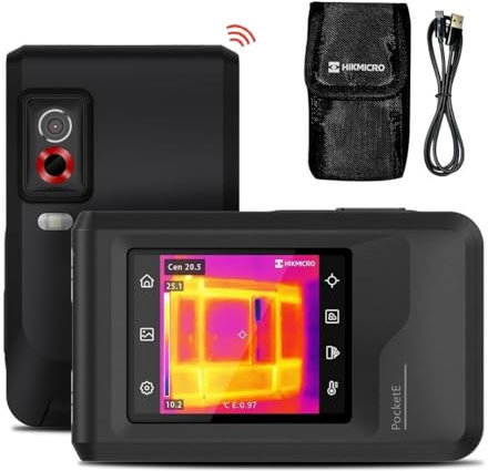 HIKMICRO PocketE Thermal Imaging Camera 240 x 240 SuperIR High Resolution with Visual Camera, SuperScene™, 25 Hz, Thermal Camera with Wi-Fi, 3.5 Touch Screen, 96 x 96 IR Resolution, -4°F to 662°F