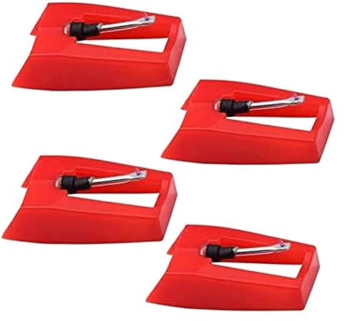 CRAKES 4-Pack Ruby Record Player Aiguille Tourne-disque Stylus Remplacement Gramophone Vinyle Record Player Stylus