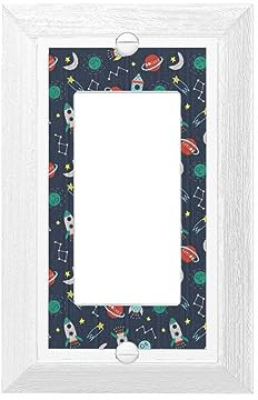 1-Gang Wall Plate,Wood Grain Duplex Wall Plates for Electrical Outlets,Light Switch Cover Plate,rocket clipart space ship Switch Wall Plate/Switch Plate 4.9 X 3.15