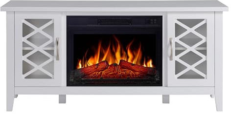 ArtiFlame Elektrokamin Odessa AF23S, Elektrischer Standkamin mit Heizung 1800 W, realistischer Flammeneffekt, LED-Beleuchtung, Fernbedienung, Timer, Thermostat, Knistereffekt, MDF, Weiß