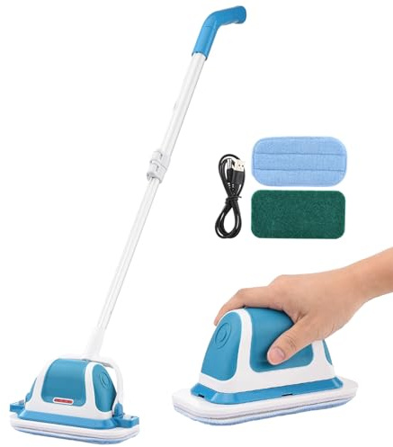 POTRUWE Electric Mop,Cordless Electric Mop for Floor Cleaning, Electric Floor Cleaner with LED Headlight & Water Sprayer, Lightweight & Rechargeable Scrubber for Hardwood Tile & Laminate Floors