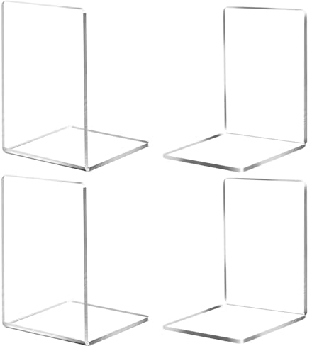 Set di Fermalibri Trasparenti in Acrilico - 4 Pezzi per Scuola, Casa, Ufficio, Biblioteca, Camera da Letto - Organizzazione e Decorazione della Scrivania