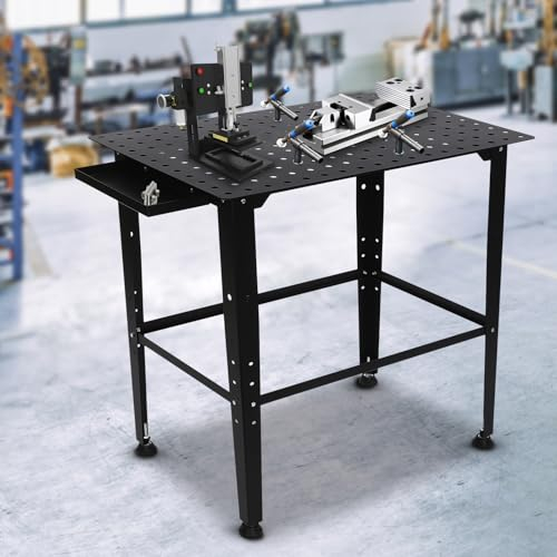 600 kg di saldatura, banco da lavoro in acciaio al carbonio ispessito, 1320 lbs Heavy Duty con ripiano aggiuntivo, supporto regolabile professionale, banco da lavoro con fori standard da 16 mm