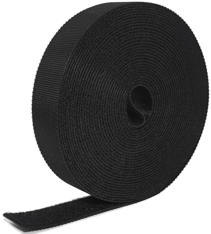 Fascette Riutilizzabili, 5m x 2cm Lunghe Fascette per Cavi Regolabili Nere, Fascette Fermacavi per Gestione Cavi, Liberi di Tagliare Fascette Nylon nero, richiudibile, fascette