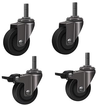 Lenkrollen, Möbelrollen, 1 Zoll/1,25 Zoll, M6/M8-Gewinde, 1,5 Zoll, 2 Zoll, M10-Bolzen, Universal-Drehgelenk, geräuschlose Gummirollen, Tragfähigkeit 45–90 kg, für Nachttische, Schließfächer