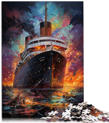1000-teiliges Puzzle, Die farbenfrohe Psychedelia der Titanic, für Erwachsene und Kinder, Holzpuzzle, schwieriges Puzzle für Frauen und Männer, Größe: 50 x 75 cm