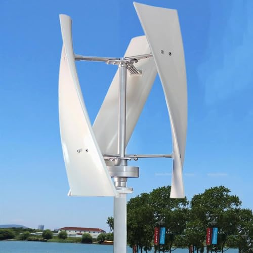 DPLXQPP Generador Turbina Eólica En Espiral Vertical 3000w/8000w-12v/24v/48v,Generador Eje Levitación Magnética con Controlador,Turbina Eólica Blanca 3 Palas para Acampar En Casa,8000W-24V