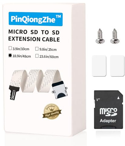 Micro SD/TF Card to SD Extension Cable Memory Card Adapter for Raspberry Pi GPS Navigator TV Lab Drone Upgrade Bluetooth Speaker Mini 3D Printer（18.9in/48cm）