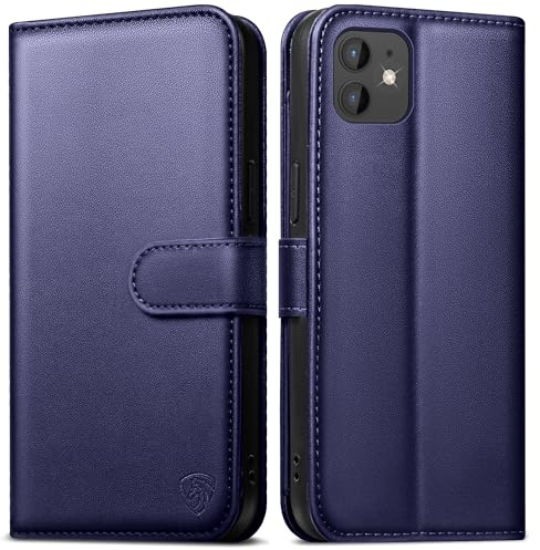 Handyhülle für iPhone 12 Hülle iPhone 12 Pro hülle [Mit 1 Stück Panzer Schutz Glas][Kartenfächer][RFID Blocker][Standfunktion]Klapphülle Lederhülle für iPhone 12/12Pro Stoßfeste Schutzhülle,Blau