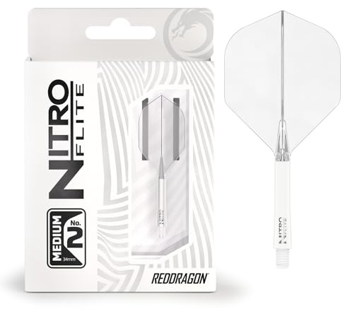 RED DRAGON Darts – Nitro Flite Integriert Dart Flights mit Schaft System – No.2 & Kite Dart Flight Form/Design- Erhältlich in Kurz, Dazwischenliegend & Medium - Profi schäfte & Flights Darts Zubehör